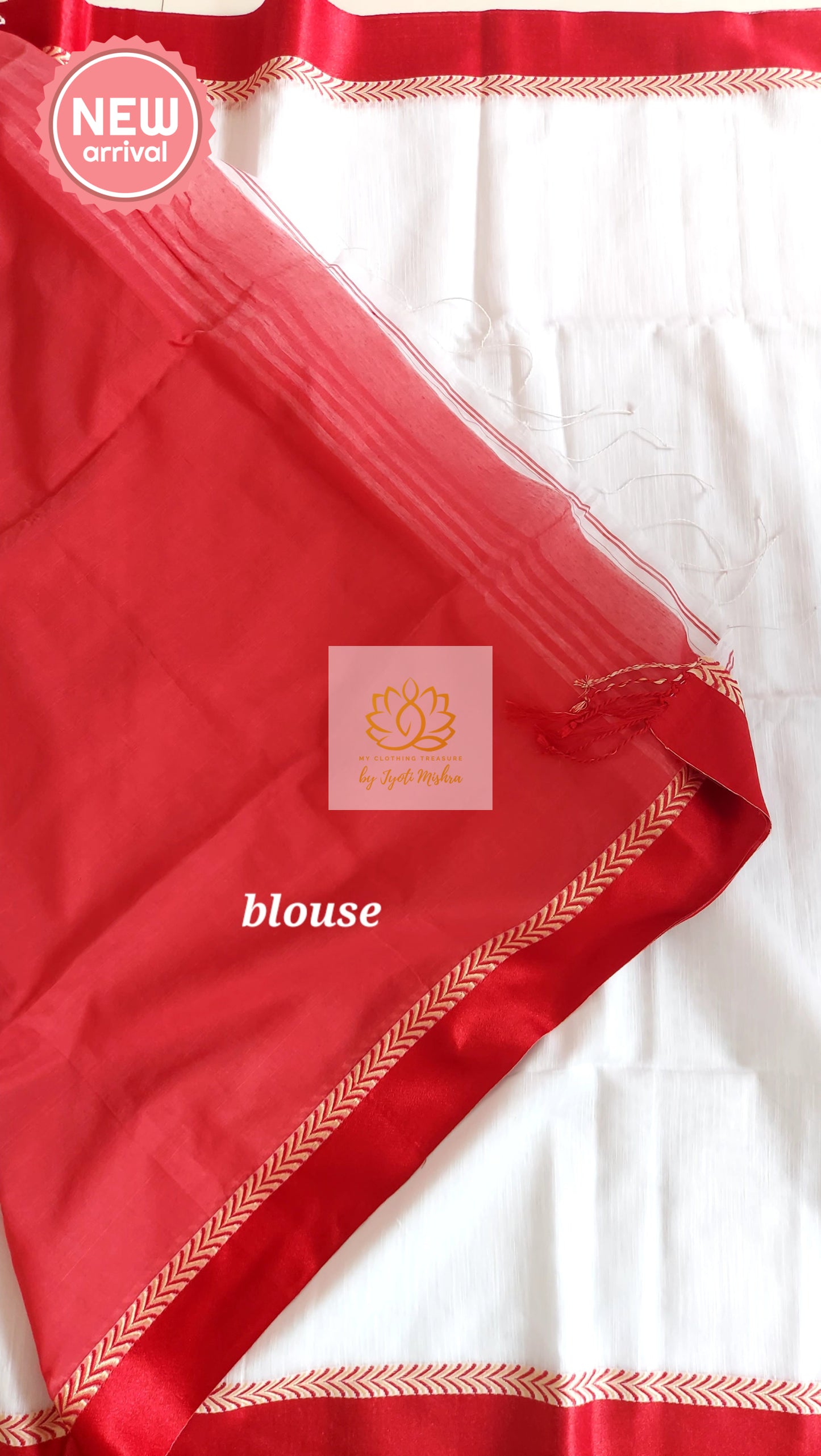 Blended Resham Cotton Laal Paar Saree