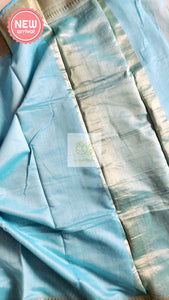 Classy Gold Border Silk Cotton Saree - Blue