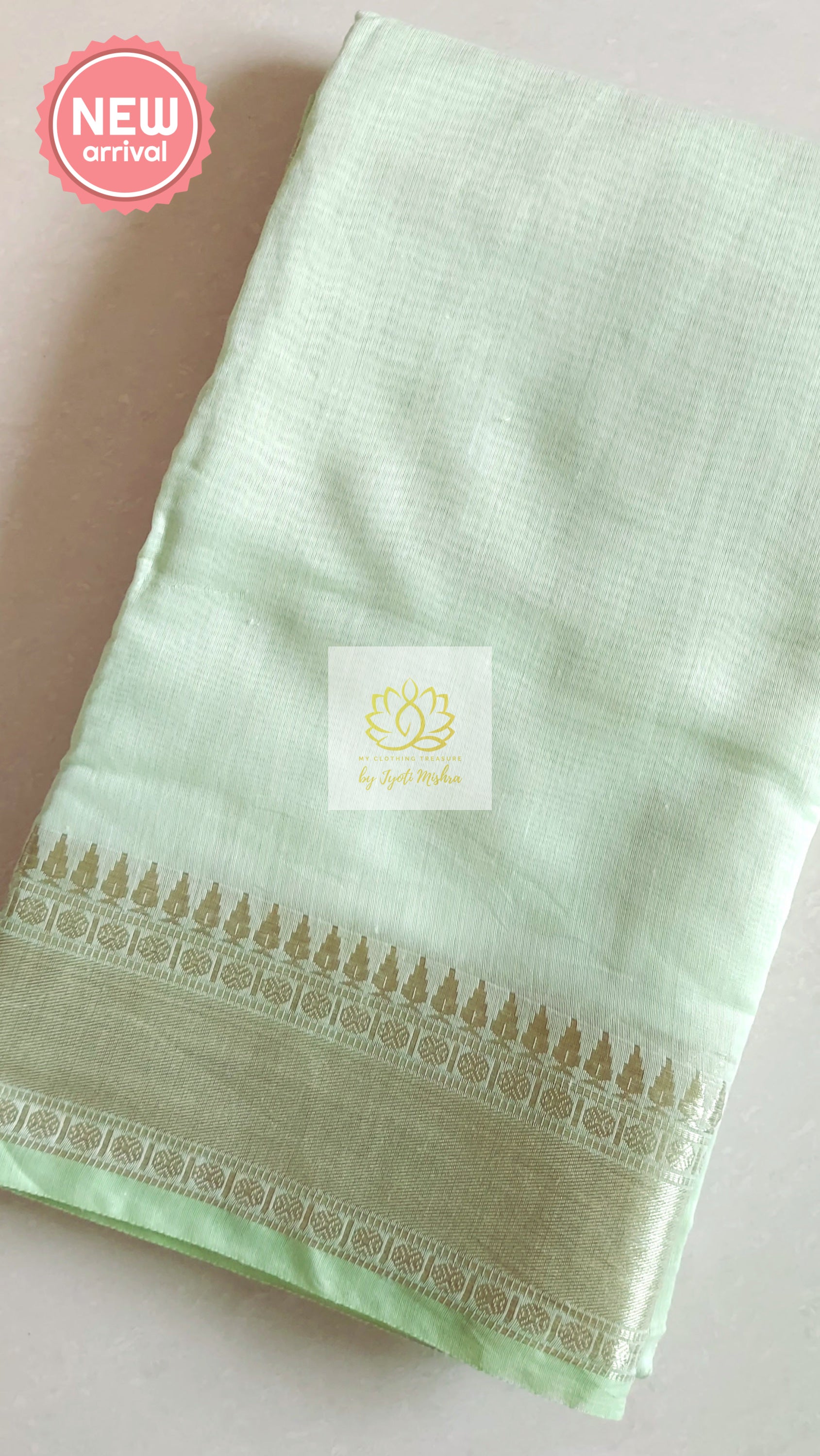 Classy Gold Border Silk Cotton Saree - Green