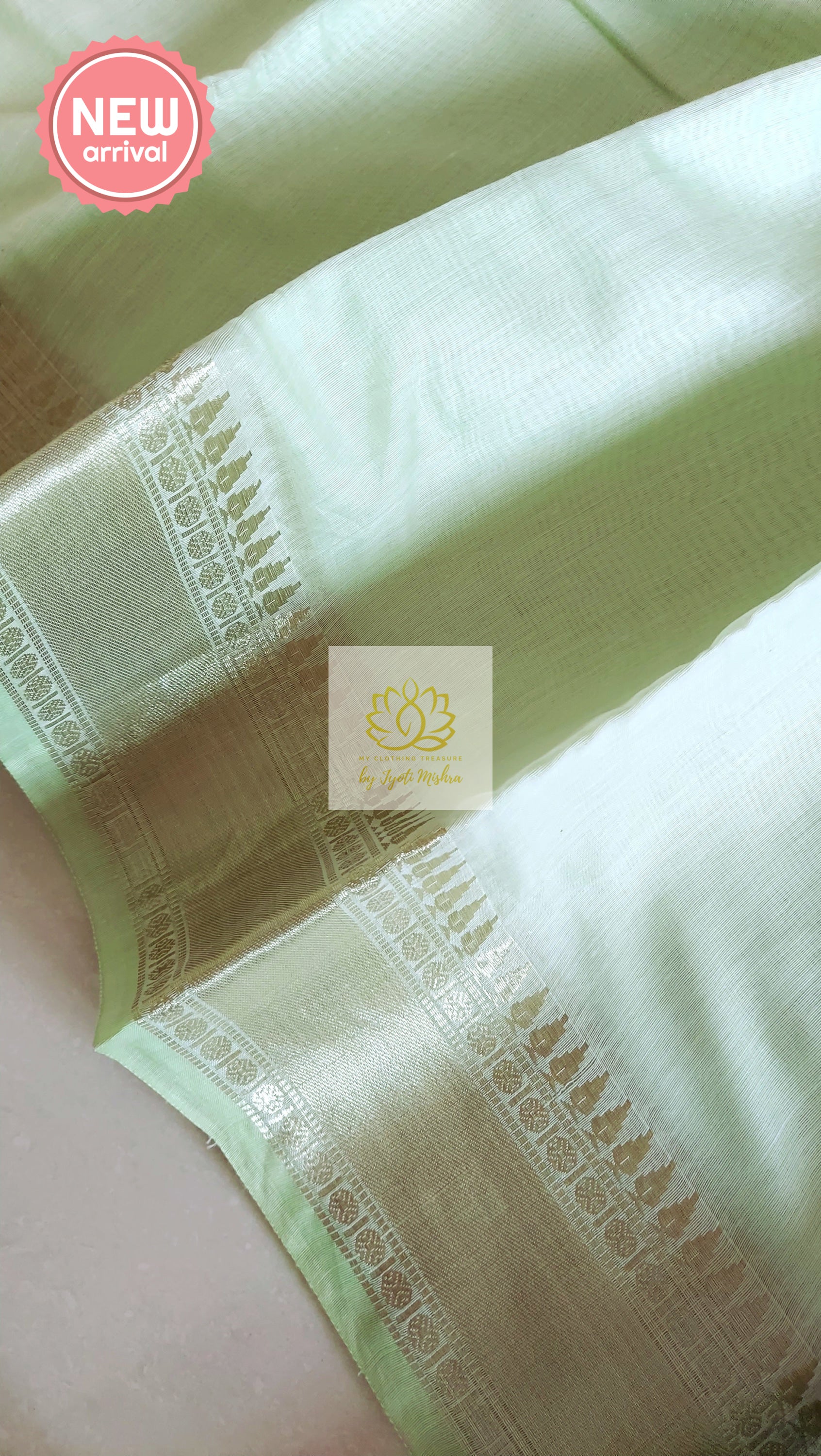 Classy Gold Border Silk Cotton Saree - Green