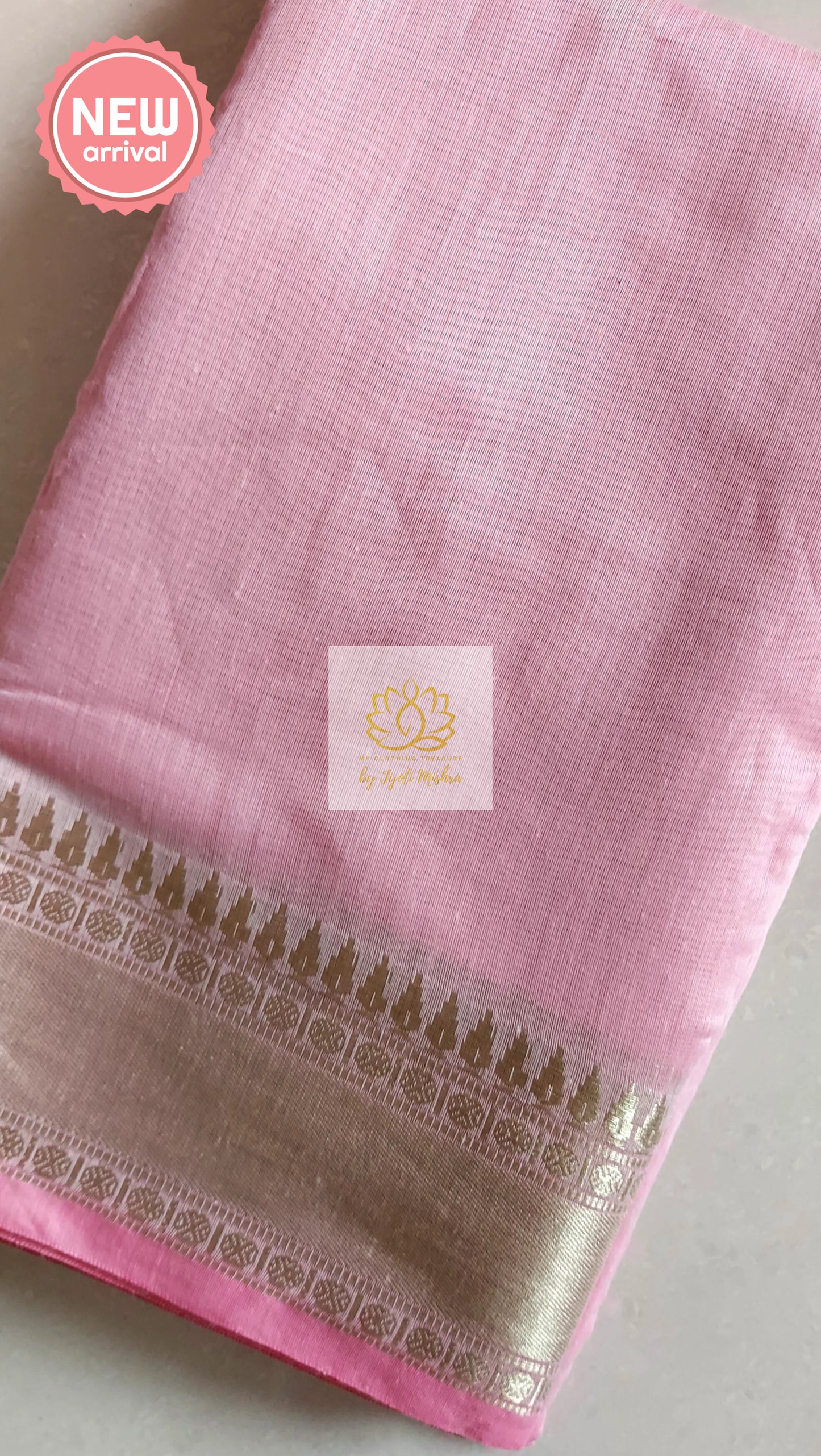 Classy Gold Border Silk Cotton Saree - Pink