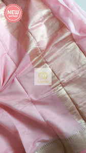 Classy Gold Border Silk Cotton Saree - Pink