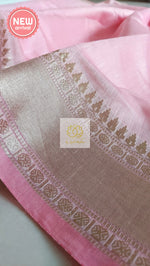 Load image into Gallery viewer, Classy Gold Border Silk Cotton Saree - Pink
