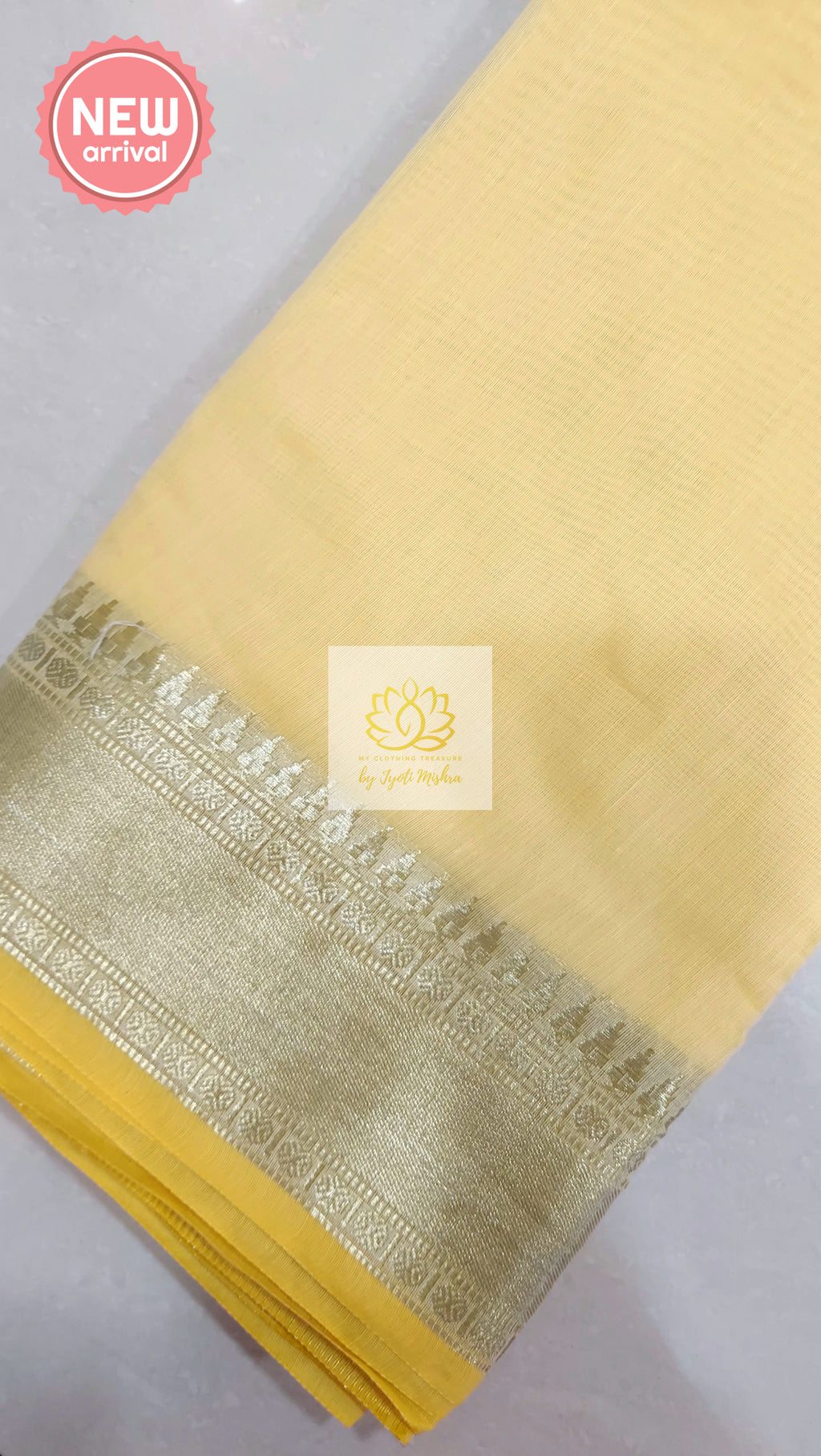 Classy Gold Border Silk Cotton Saree - Yellow