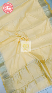 Classy Gold Border Silk Cotton Saree - Yellow