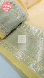 Load image into Gallery viewer, Classy Gold Border Silk Cotton Saree - Yellow
