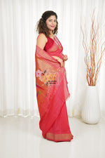 Load image into Gallery viewer, Cotton Paithani Saree With Parrot Pallu- Carrot
