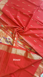 Load image into Gallery viewer, Cotton Paithani Saree With Traditional Double Pallu- Red
