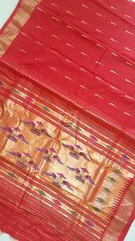 Load image into Gallery viewer, Cotton Paithani Saree With Traditional Double Pallu- Red
