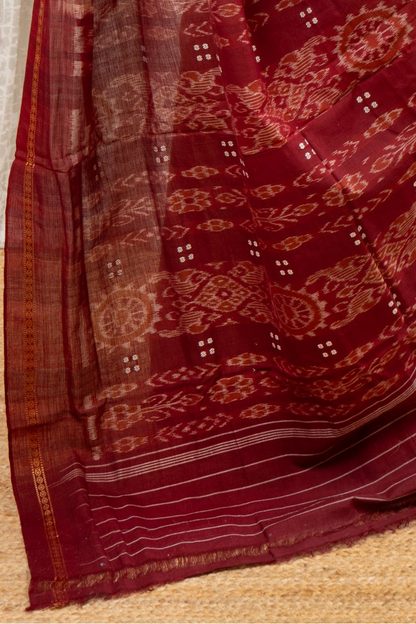 Ek Phulia Cotton Saree-Beige Maroon