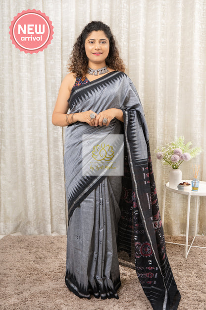 Ek Phulia Cotton Saree- Grey Saree