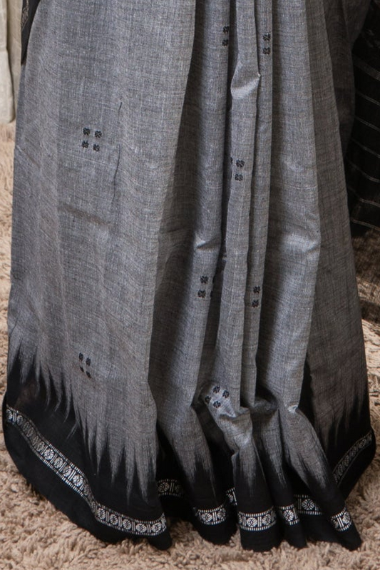 Ek Phulia Cotton Saree- Grey