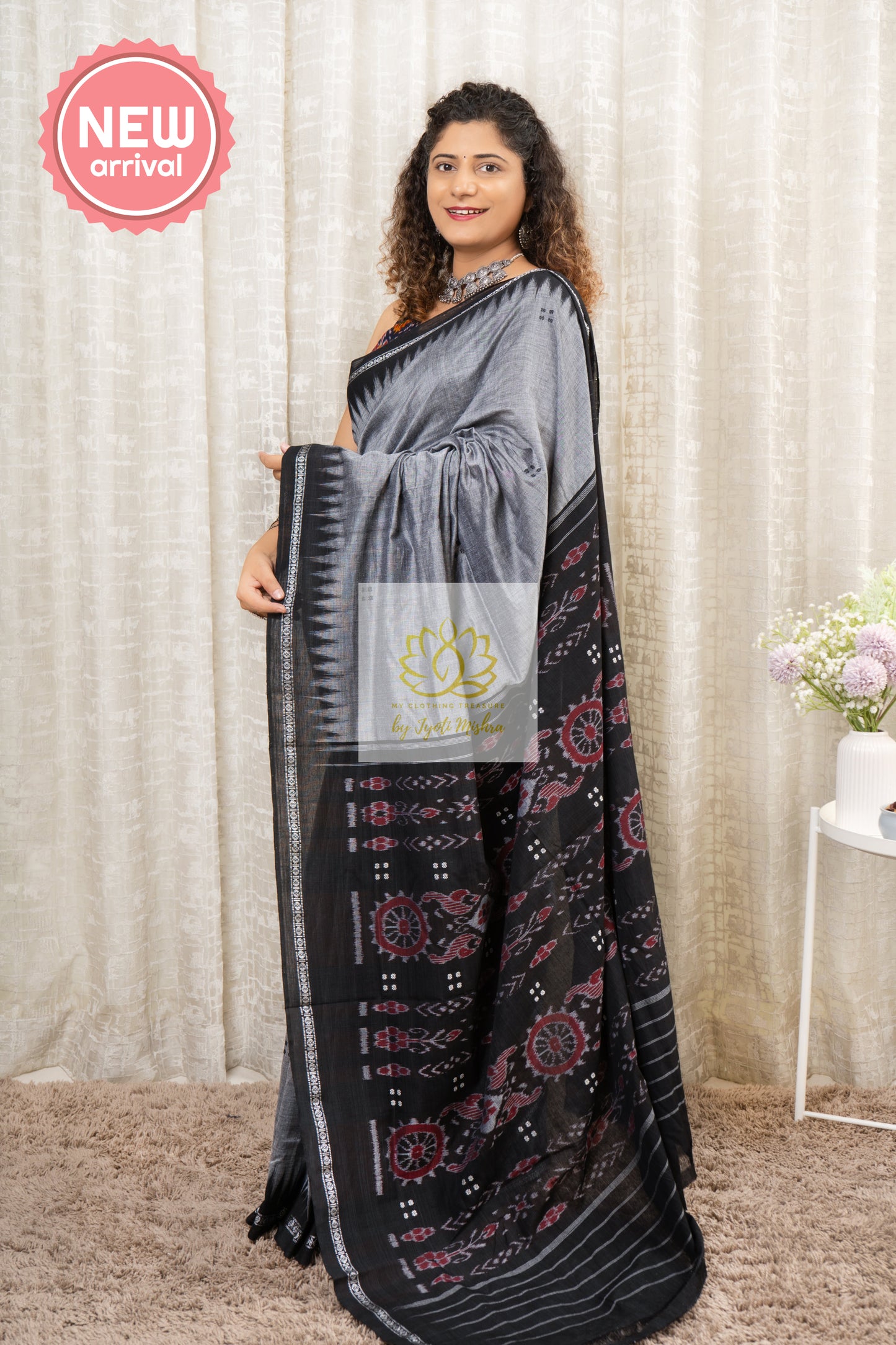 Ek Phulia Cotton Saree- Grey Saree