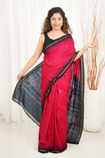 Load image into Gallery viewer, Ek Phulia Cotton Saree-Red Black
