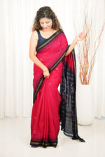 Load image into Gallery viewer, Ek Phulia Cotton Saree-Red Black
