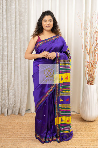 Exclusive Dongria Silk Saree - Indigo Saree