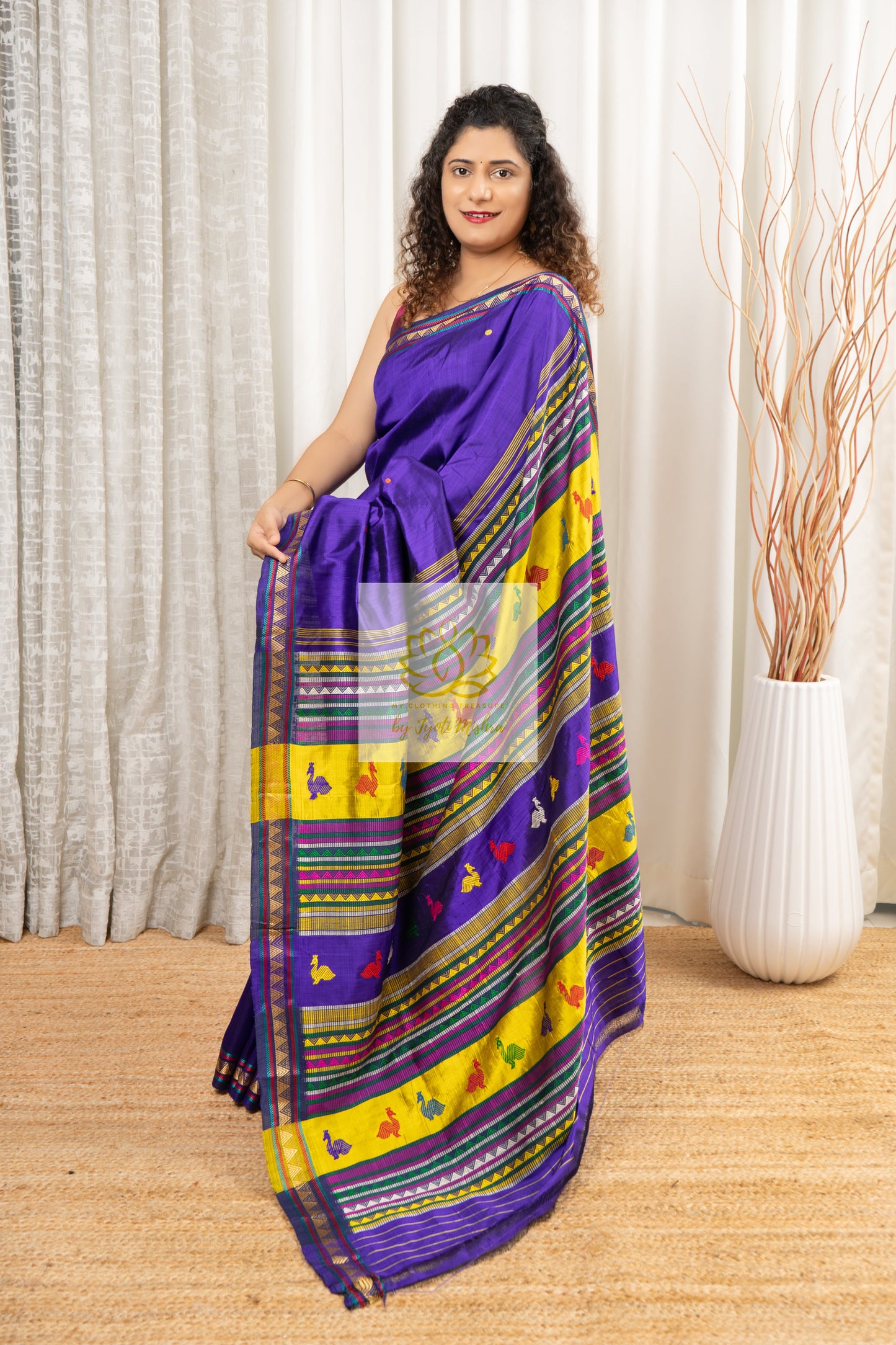 Exclusive Dongria Silk Saree - Indigo Saree
