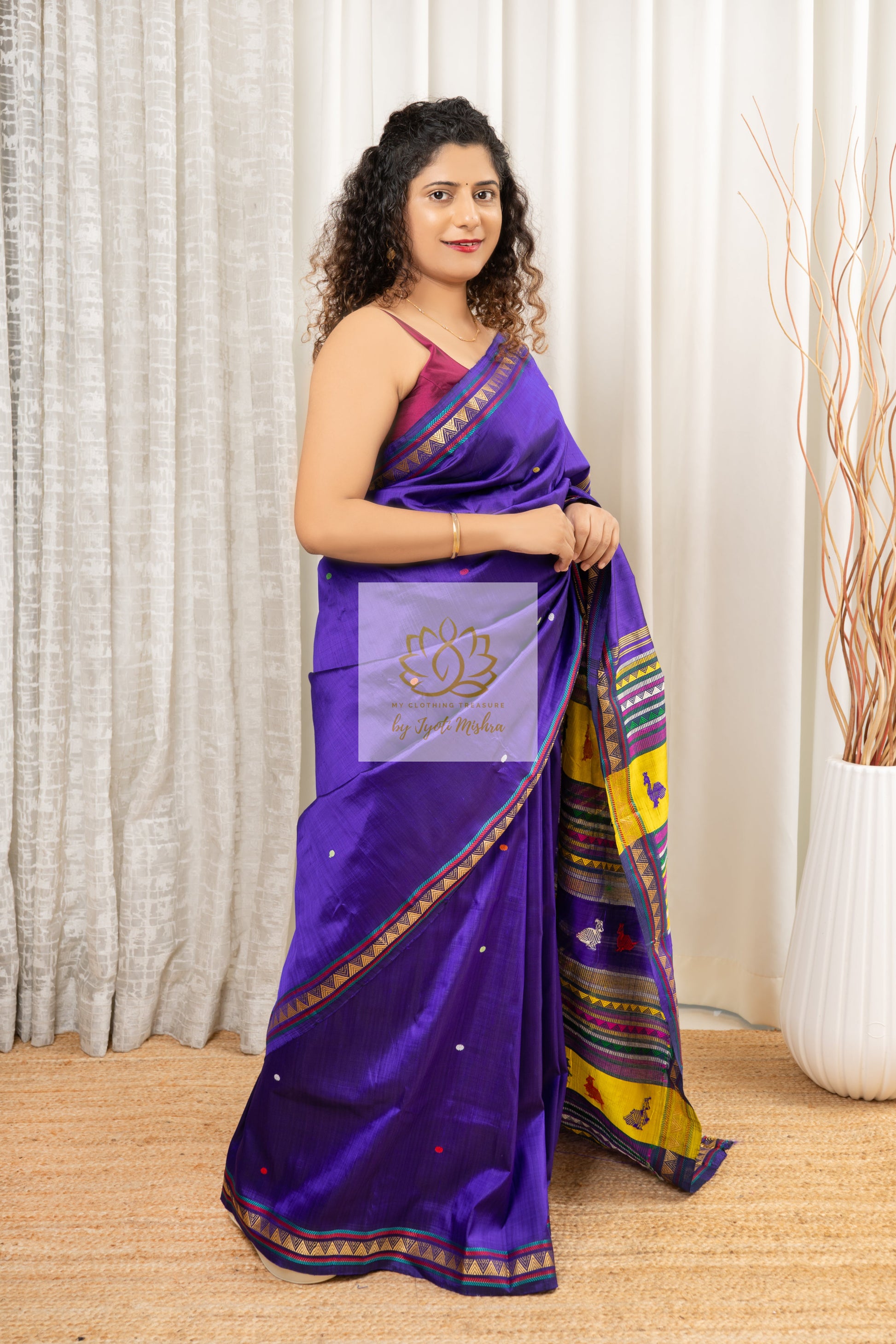 Exclusive Dongria Silk Saree - Indigo Saree