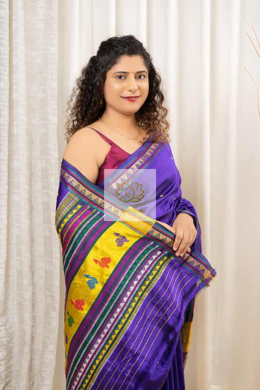 Exclusive Dongria Silk Saree - Indigo Saree