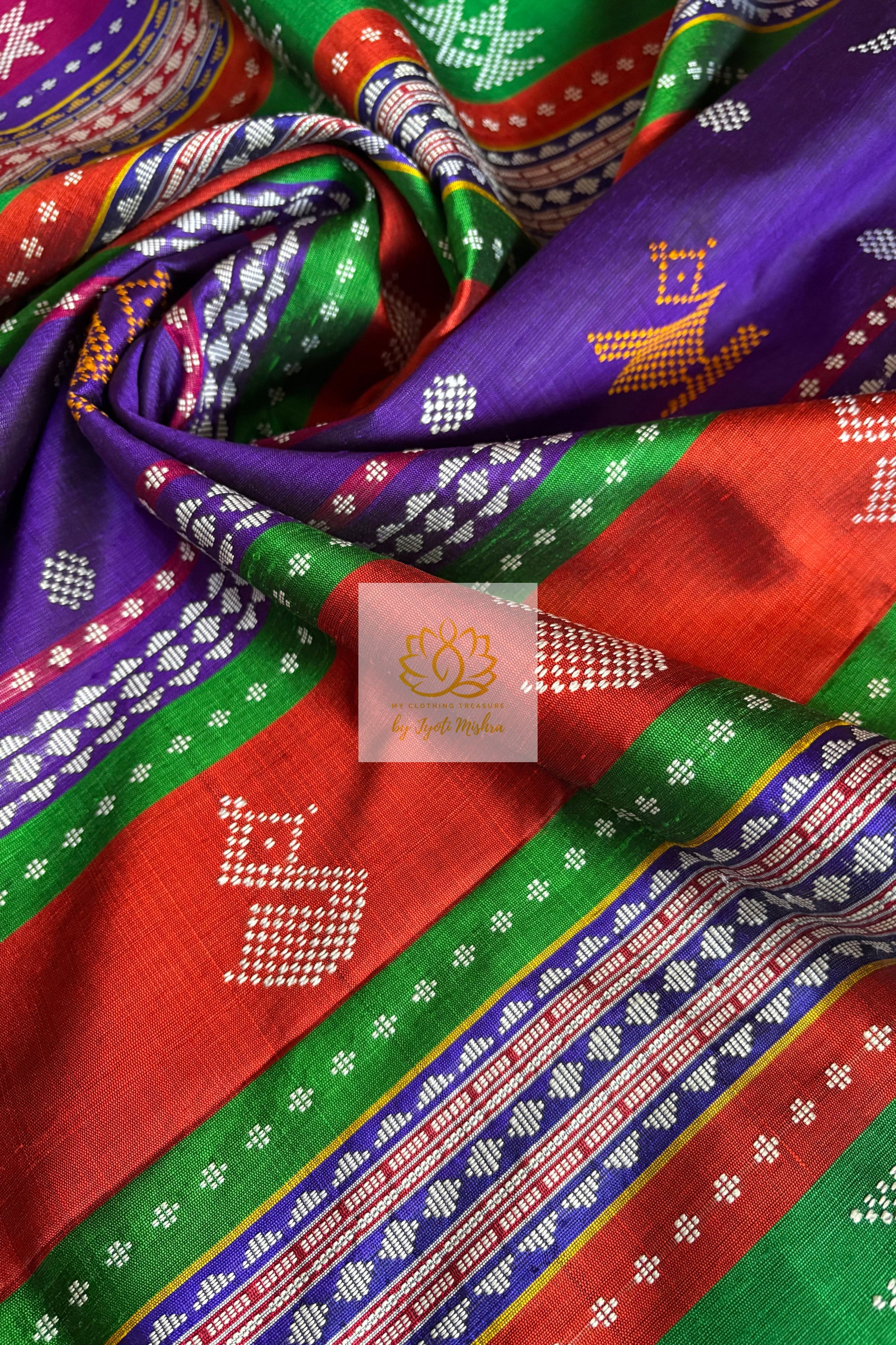 Exclusive Ganga Jamuna Border Double Pallu Berhampuri Pure Silk Patta Saree - Off White Saree