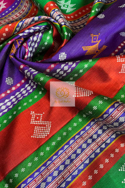 Exclusive Ganga Jamuna Border Double Pallu Berhampuri Pure Silk Patta Saree - Off White Saree