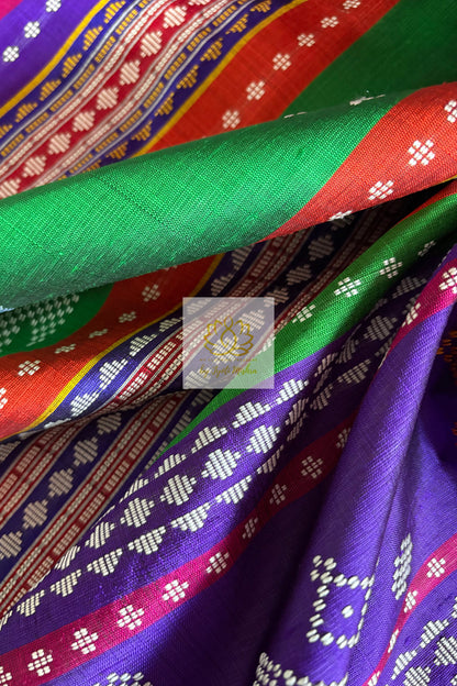 Exclusive Ganga Jamuna Border Double Pallu Berhampuri Pure Silk Patta Saree - Off White Saree