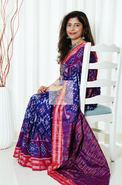 Exclusive Odisha Ikkat Cotton Saree - Deep Blue