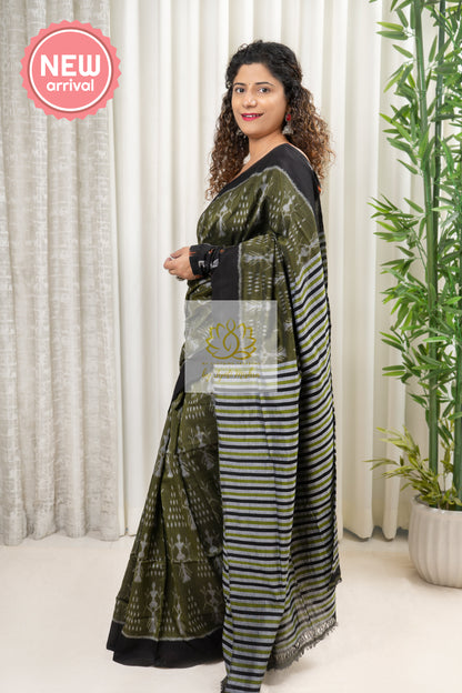 Exclusive Odisha Ikkat Cotton Saree - Henna Green