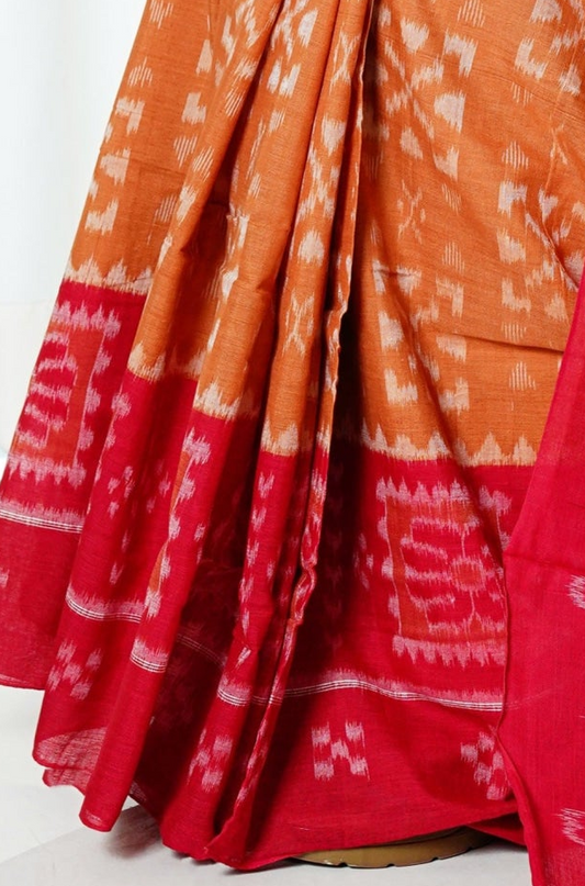 Exclusive Odisha Ikkat Cotton Saree - Light Brown