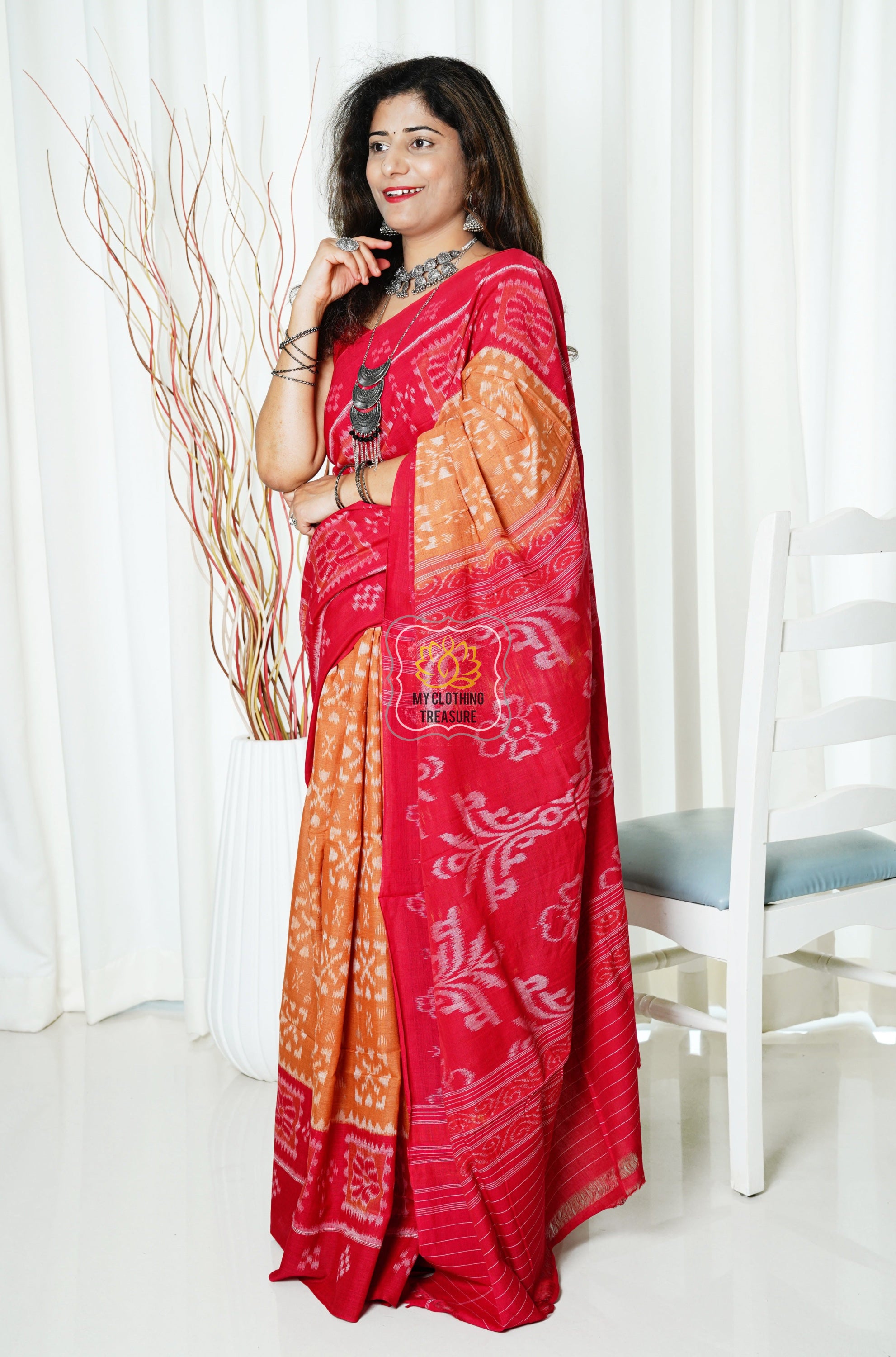 Exclusive Odisha Ikkat Cotton Saree - Light Brown