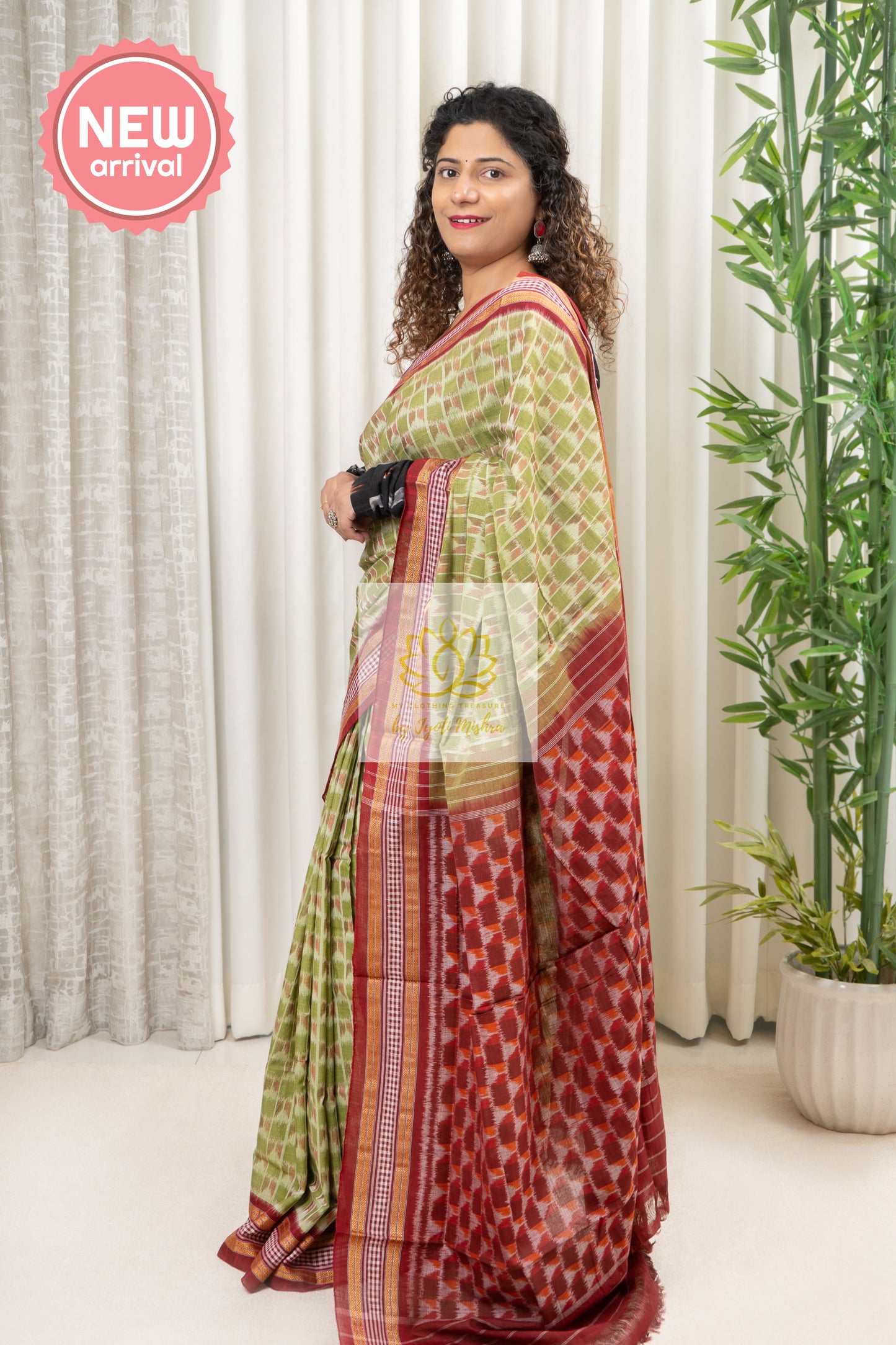 Exclusive Odisha Ikkat Khandua Cotton Saree - Green