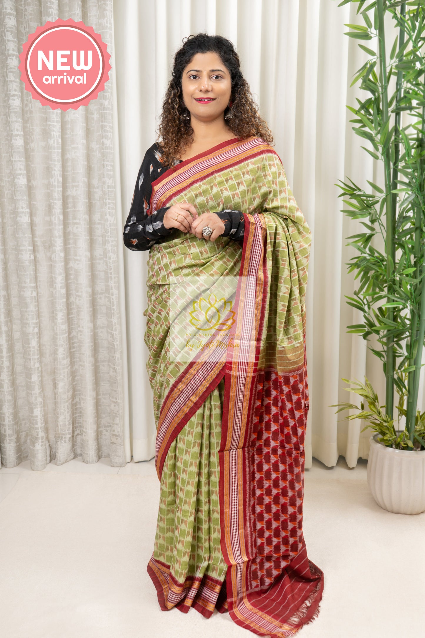 Exclusive Odisha Ikkat Khandua Cotton Saree - Green