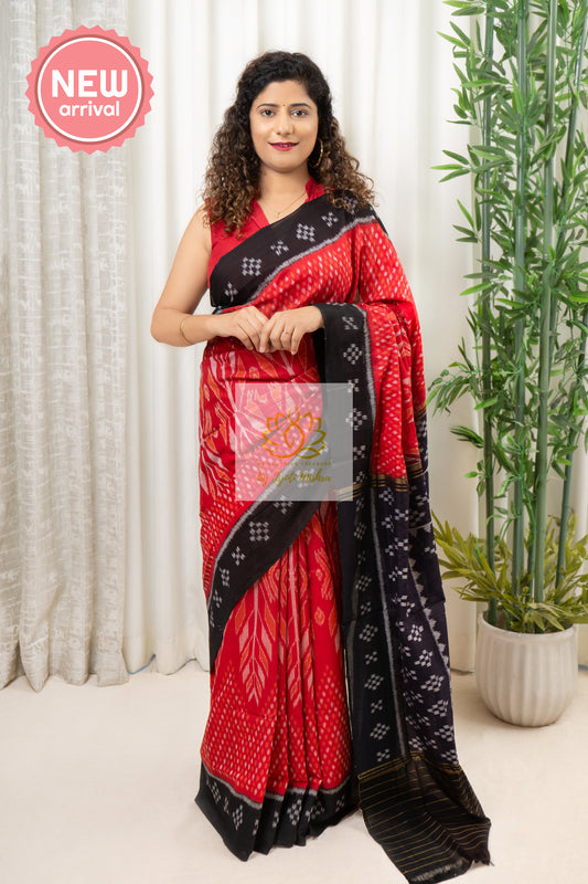 Exclusive Odisha Ikkat Khandua Cotton Saree - Red