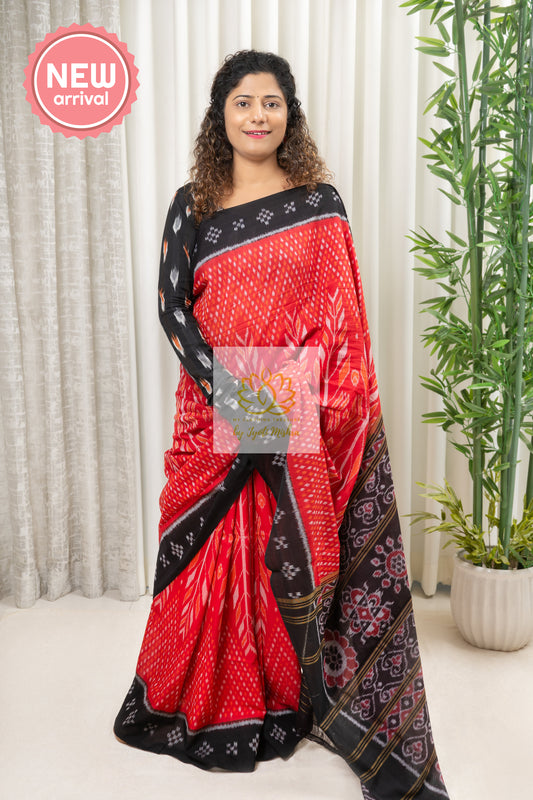 Exclusive Odisha Ikkat Khandua Cotton Saree - Red