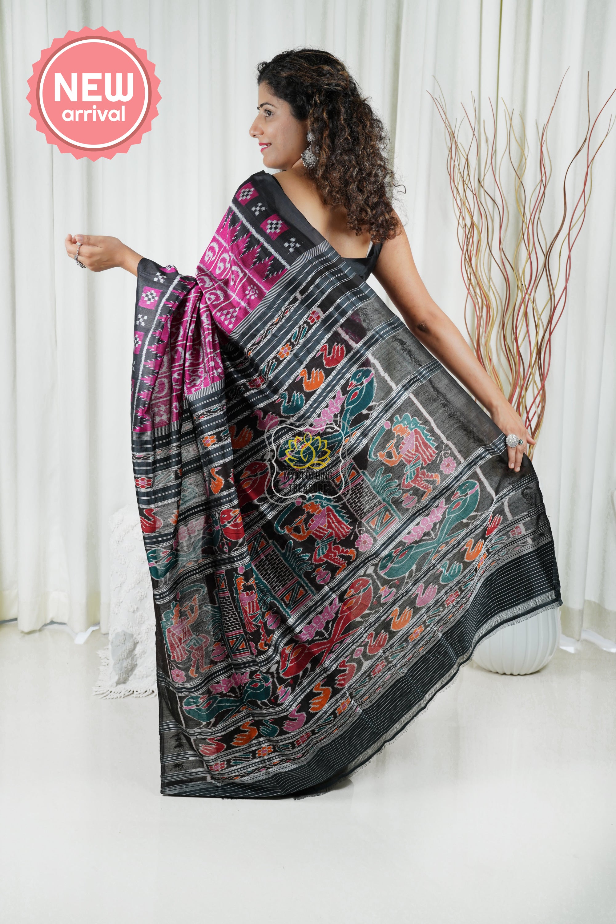 Exclusive Odisha Ikkat Khandua Silk Saree- Varnamala Wine Pink 3 Saree