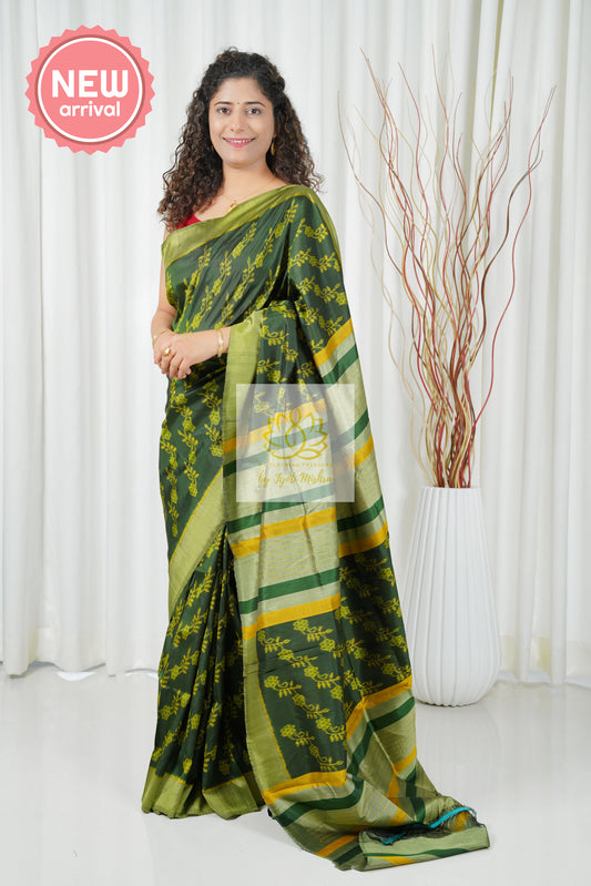 Exclusive Odisha Ikkat Pure Silk Saree- Green Saree