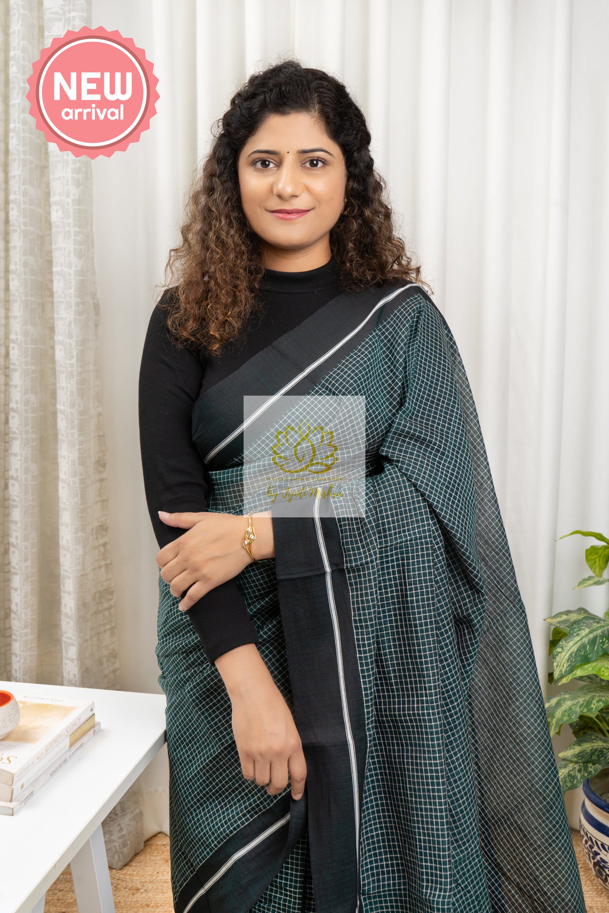 Green Patteda Anchu Cotton Saree With Border