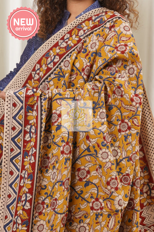 Hand Block Kalamkari Print Pure Cotton Saree