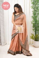 Load image into Gallery viewer, Hand Block Print On Chanderi Silk-Cotton Saree - Beige
