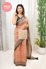 Load image into Gallery viewer, Hand Block Print On Chanderi Silk-Cotton Saree - Beige
