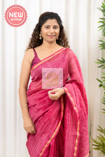 Load image into Gallery viewer, Hand Block Print On Chanderi Silk-Cotton Saree - Pink
