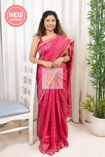 Load image into Gallery viewer, Hand Block Print On Chanderi Silk-Cotton Saree - Pink
