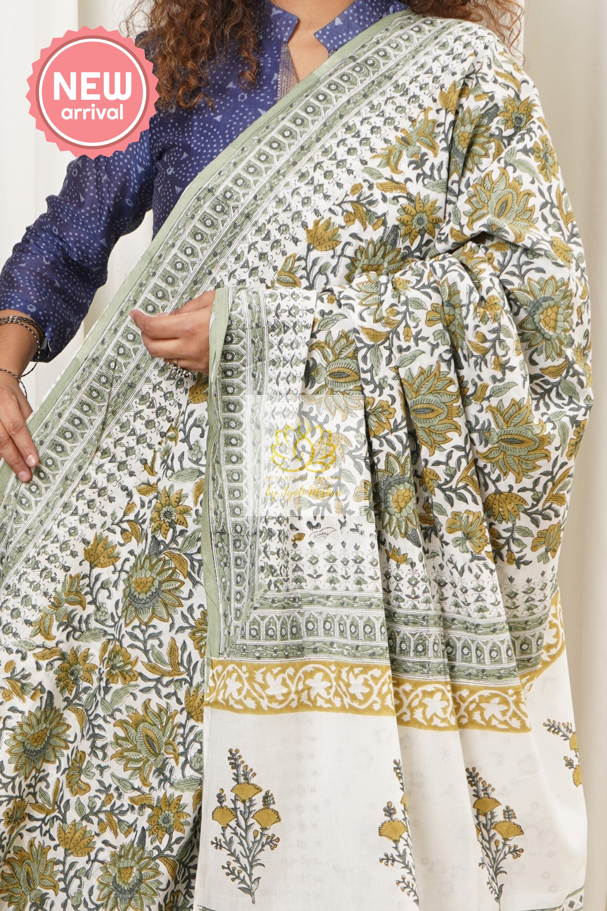 Hand Block Print Pure Cotton Saree