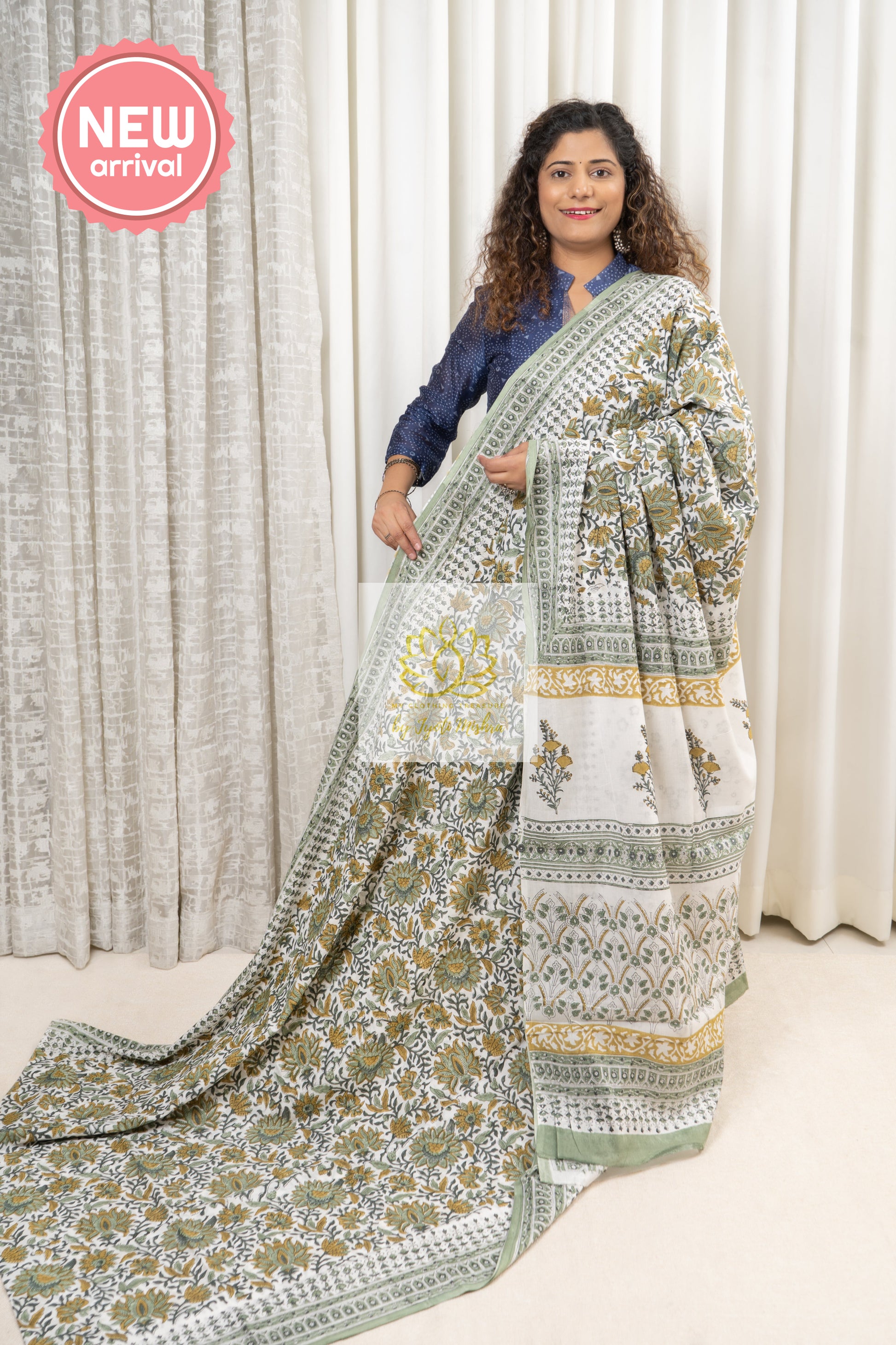 Hand Block Print Pure Cotton Saree