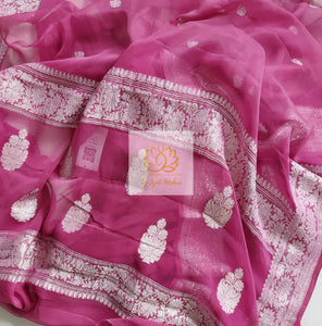 Banarasi Chiffon Saree- Mauve Pink Saree