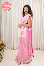 Load image into Gallery viewer, Handwoven Banarasi Khaddi Chiffon Saree- Pink Saree
