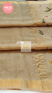 Handwoven Mangalagiri Semi Silk Cotton Saree- Light Brown