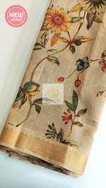 Load image into Gallery viewer, Handwoven Mangalagiri Semi Silk Cotton Saree- Light Brown
