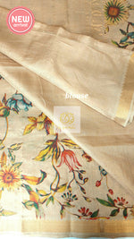 Load image into Gallery viewer, Handwoven Mangalagiri Semi Silk Cotton Saree- Light Brown
