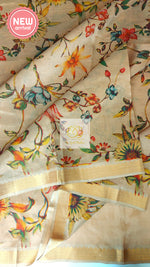 Load image into Gallery viewer, Handwoven Mangalagiri Semi Silk Cotton Saree- Light Brown
